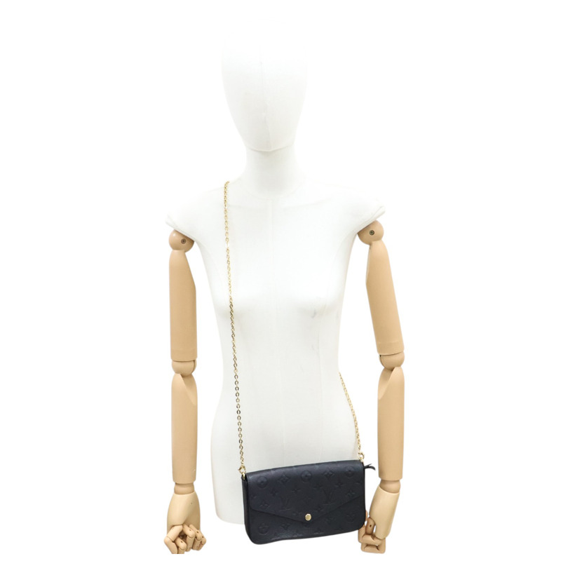 黑色 壓紋牛皮 Pochette Felicie 鍊帶 肩背包【LOUIS VUITTON LV 路易威登】 M82477-7