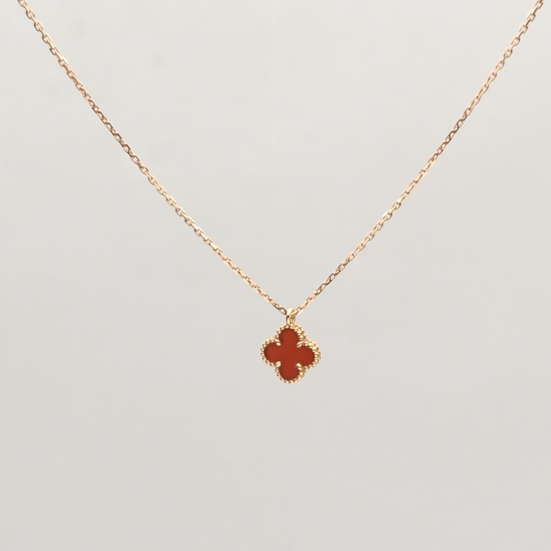 VAN CLEEF&ARPELS SweetAlhambra小號單花項鏈新扣18K玫瑰金/紅玉髓-1