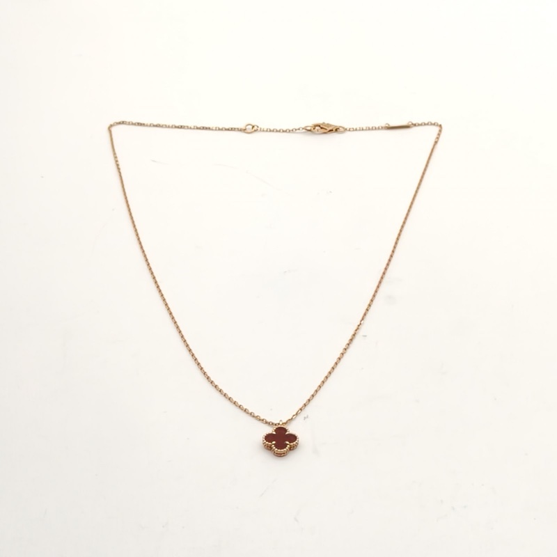 VAN CLEEF&ARPELS SweetAlhambra小號單花項鏈新扣18K玫瑰金/紅玉髓-3