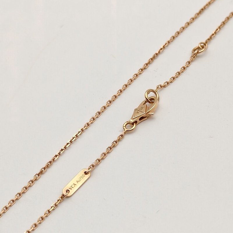 VAN CLEEF&ARPELS SweetAlhambra小號單花項鏈新扣18K玫瑰金/紅玉髓-4