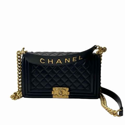 Used CHANEL Lambskin Leather Boy 25 Cross Body Bag