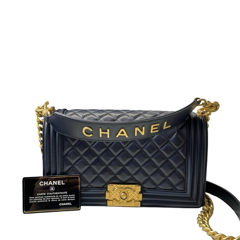 Used CHANEL Lambskin Leather Boy 25 Cross Body Bag-1