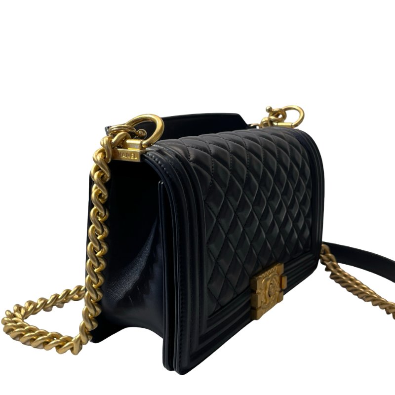 Used CHANEL Lambskin Leather Boy 25 Cross Body Bag-6