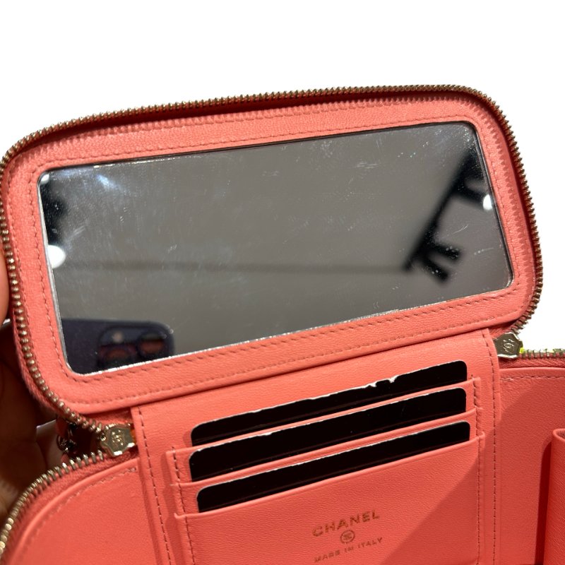 Used CHANEL Vanity Case Cross Body Bag Pink GHW-3