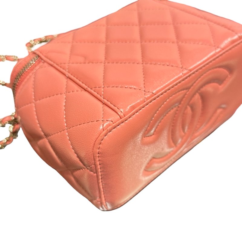Used CHANEL Vanity Case Cross Body Bag Pink GHW-5