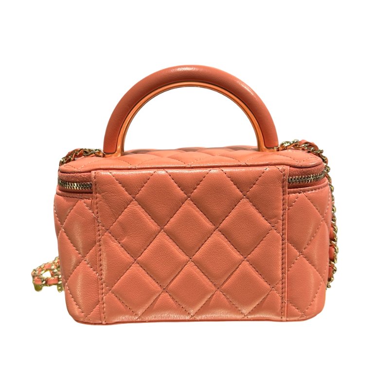 Used CHANEL Vanity Case Cross Body Bag Pink GHW-6