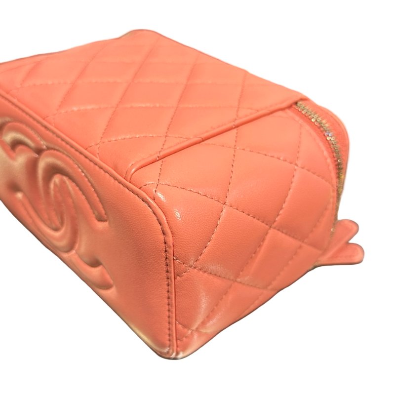 Used CHANEL Vanity Case Cross Body Bag Pink GHW-10
