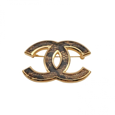 CHANEL 合金24K雙C大logo胸針