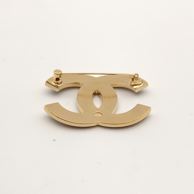 CHANEL 合金24K雙C大logo胸針-4