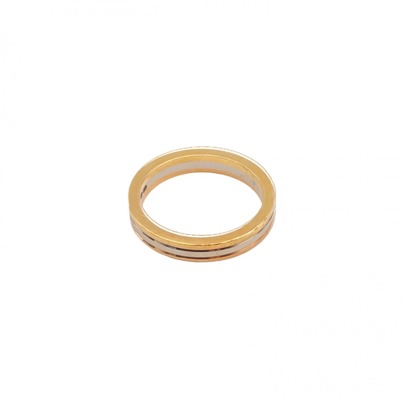 CARTIER TRINITY三環三色戒指18K黃金/18K白金/18K玫瑰金51-0