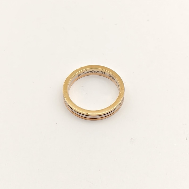 CARTIER TRINITY三環三色戒指18K黃金/18K白金/18K玫瑰金51-4