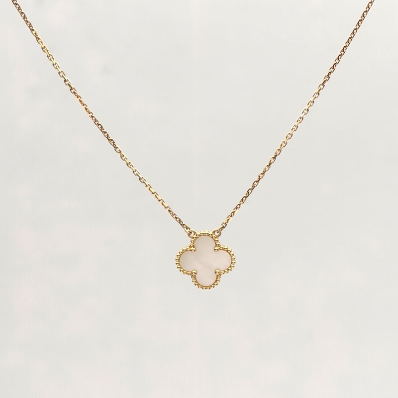 VAN CLEEF&ARPELS VintageAlhambra中號單花項鏈新扣18K黃金/白貝母-1