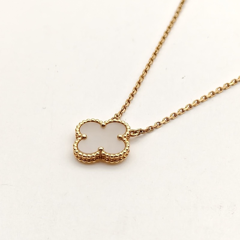 VAN CLEEF&ARPELS VintageAlhambra中號單花項鏈新扣18K黃金/白貝母-2