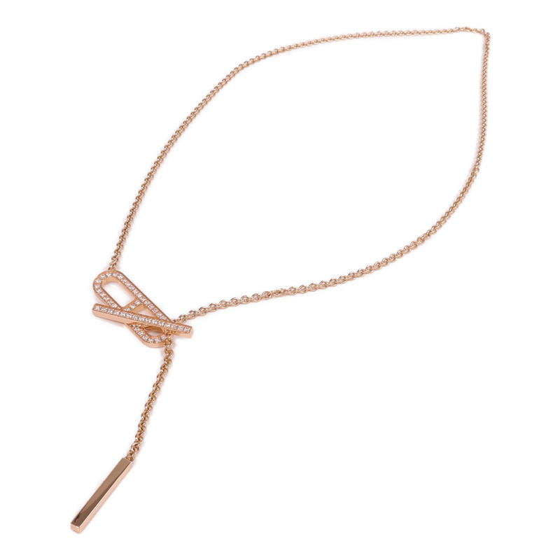 HERMES 18K玫瑰金Chaine d'ancre Necklace鑽石項鍊-3