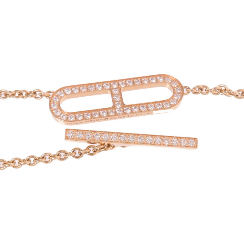 HERMES 18K玫瑰金Chaine d'ancre Necklace鑽石項鍊-5