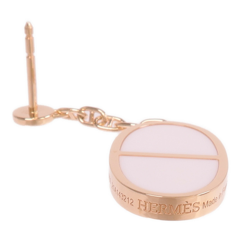 HERMES 18K玫瑰金/陶瓷Chaine d'ancre Verso Earrings耳環-5