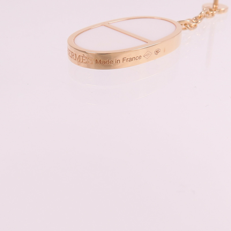 HERMES 18K玫瑰金/陶瓷Chaine d'ancre Verso Earrings耳環-6