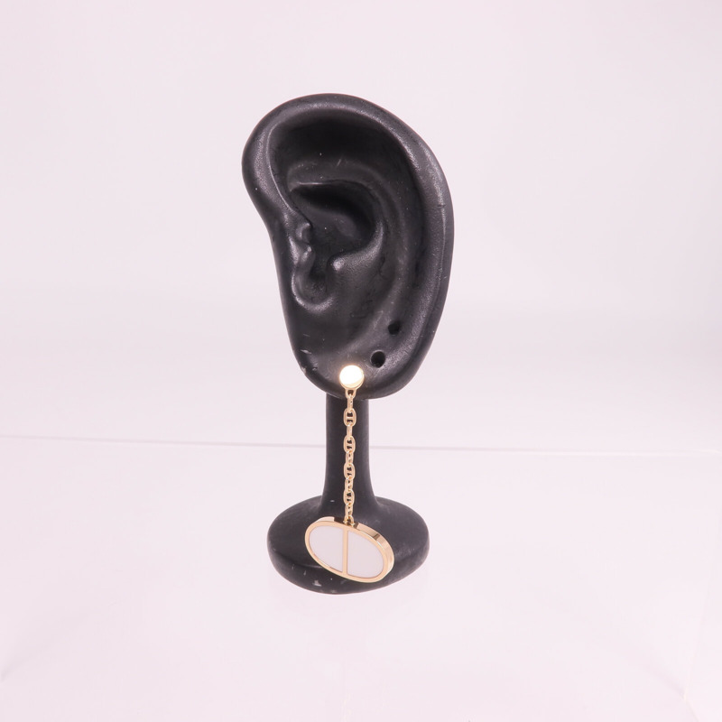 HERMES 18K玫瑰金/陶瓷Chaine d'ancre Verso Earrings耳環-9