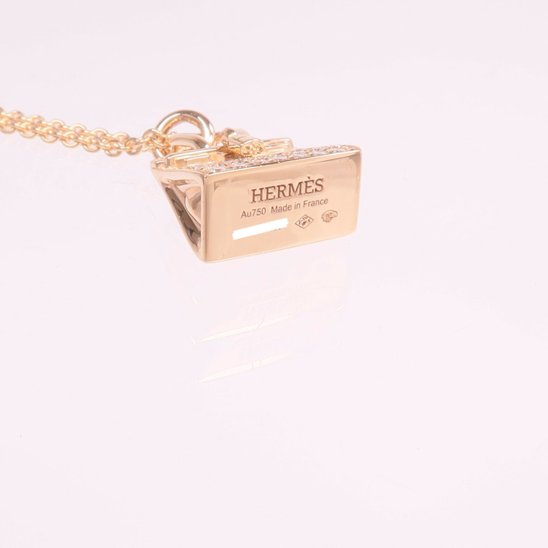 HERMES 18K玫瑰金Amulettes Birkin Pendant鑽石項鍊-6