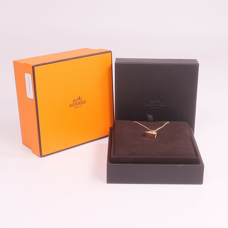 HERMES 18K玫瑰金Amulettes Birkin Pendant鑽石項鍊-7