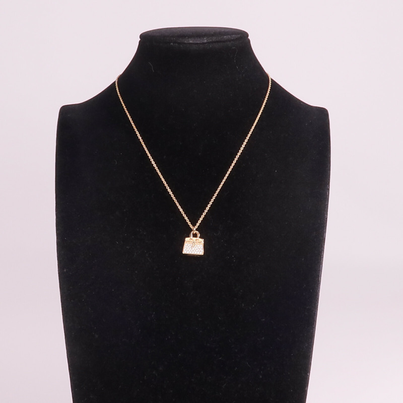 HERMES 18K玫瑰金Amulettes Birkin Pendant鑽石項鍊-8