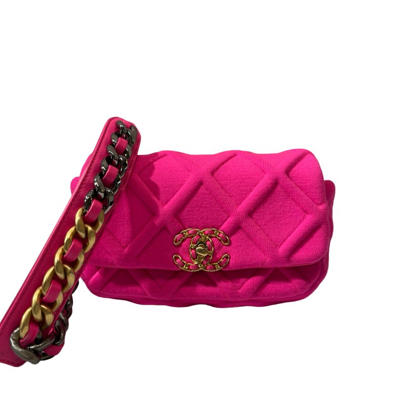 Used CHANEL 19 mini cross Body Cross Body Bag Pink GHW-1