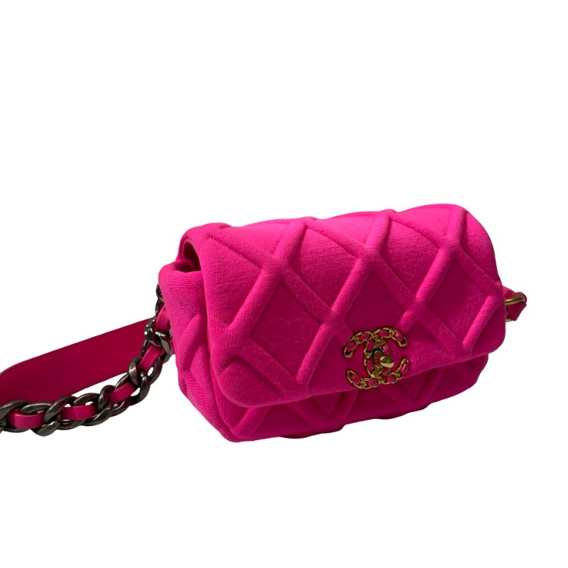 Used CHANEL 19 mini cross Body Cross Body Bag Pink GHW-2
