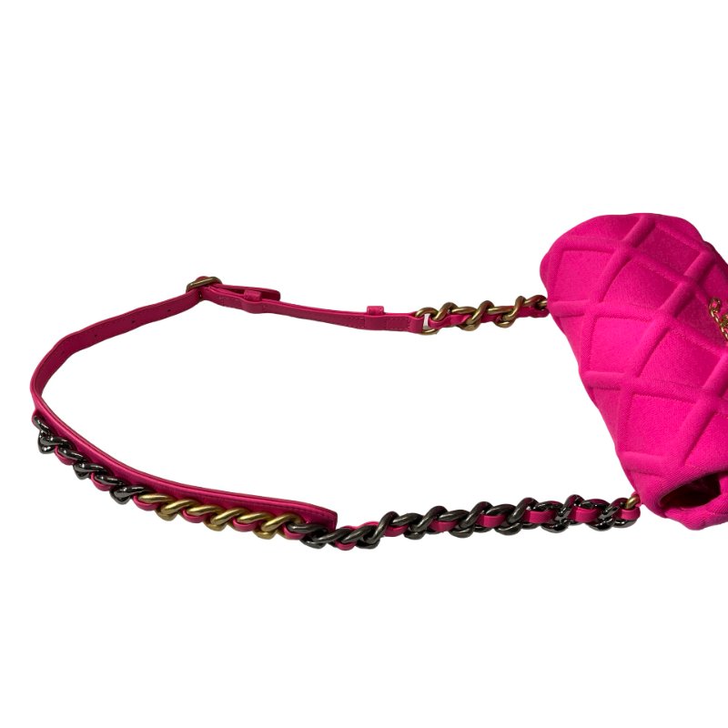 Used CHANEL 19 mini cross Body Cross Body Bag Pink GHW-3