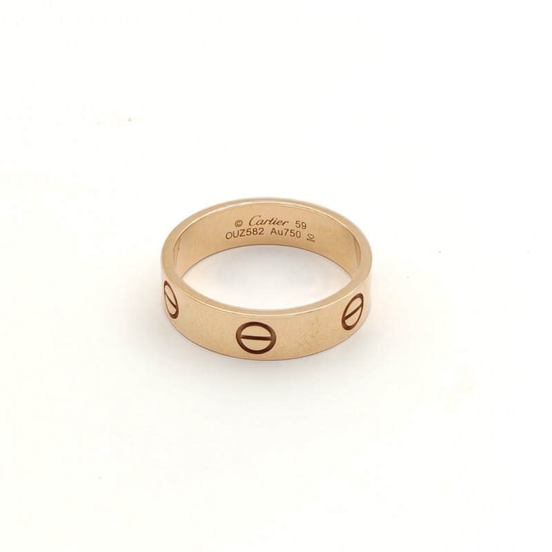 CARTIER LOVE18K金寬版戒指18K玫瑰金59-1