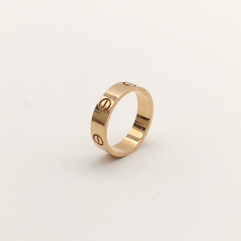 CARTIER LOVE18K金寬版戒指18K玫瑰金59-3