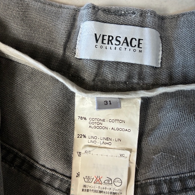 Versace 水洗棉質丹寧灰色牛仔褲-18
