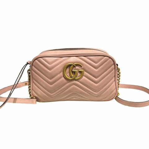 Used GUCCI GG MARMONT Cross Body Bag Pink GHW