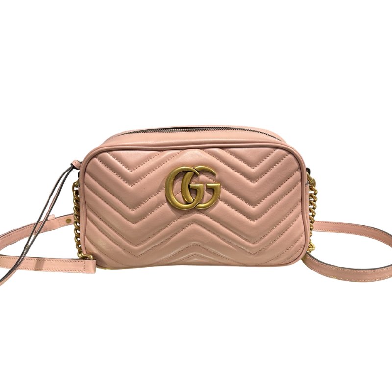 Used GUCCI GG MARMONT Cross Body Bag Pink GHW-0