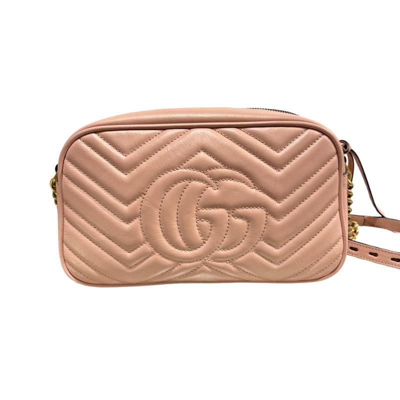 Used GUCCI GG MARMONT Cross Body Bag Pink GHW-1