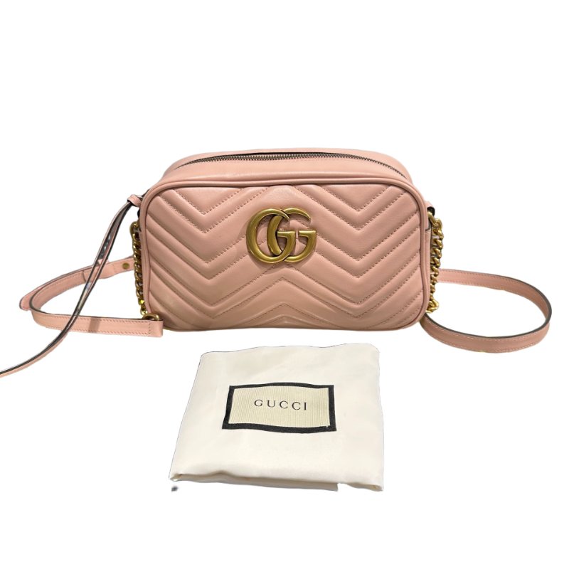 Used GUCCI GG MARMONT Cross Body Bag Pink GHW-2