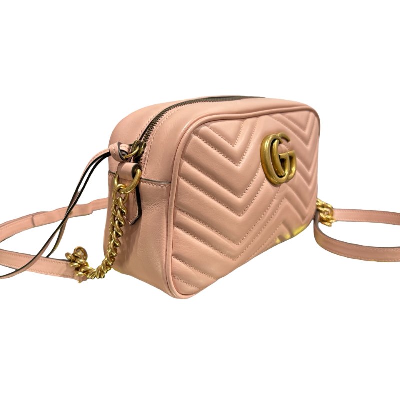 Used GUCCI GG MARMONT Cross Body Bag Pink GHW-3