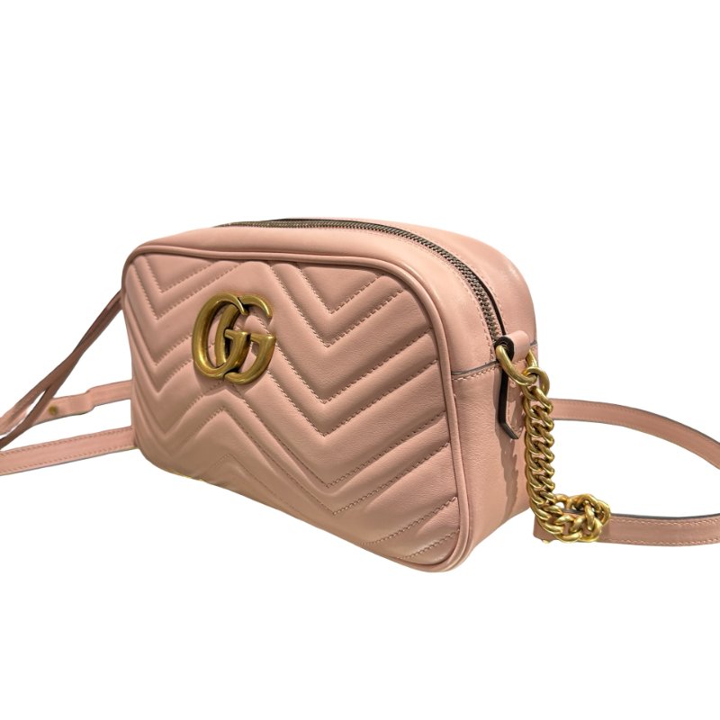 Used GUCCI GG MARMONT Cross Body Bag Pink GHW-10