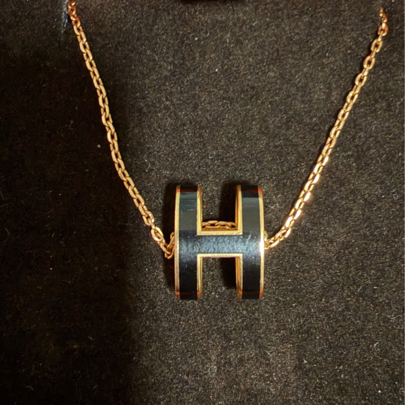 Hermès Pop H Pendentif 黑金項鏈-0