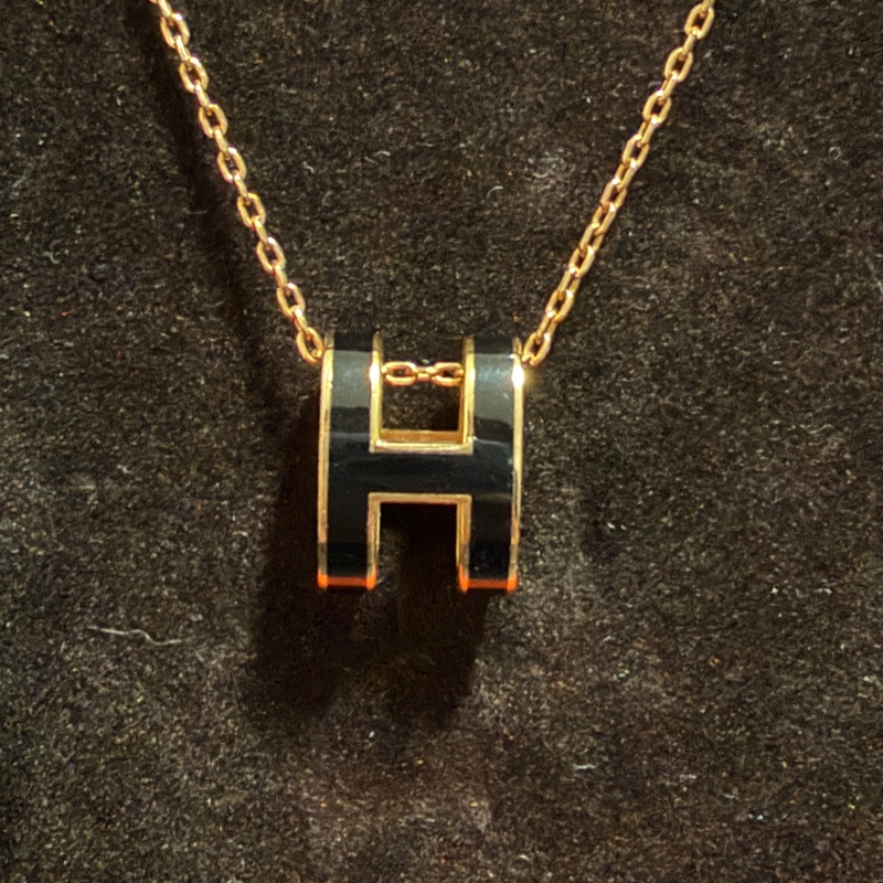 Hermès Pop H Pendentif 黑金項鏈-6