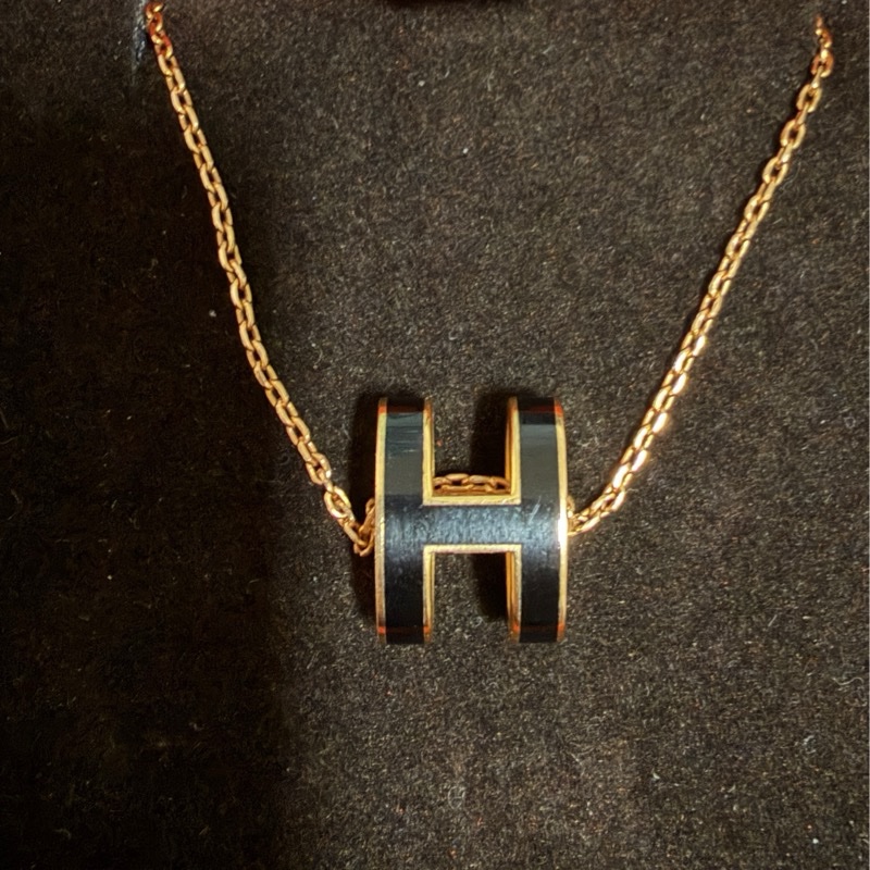 Hermès Pop H Pendentif 黑金項鏈-7