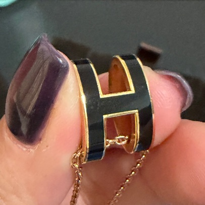 Hermès Pop H Pendentif 黑金項鏈-15