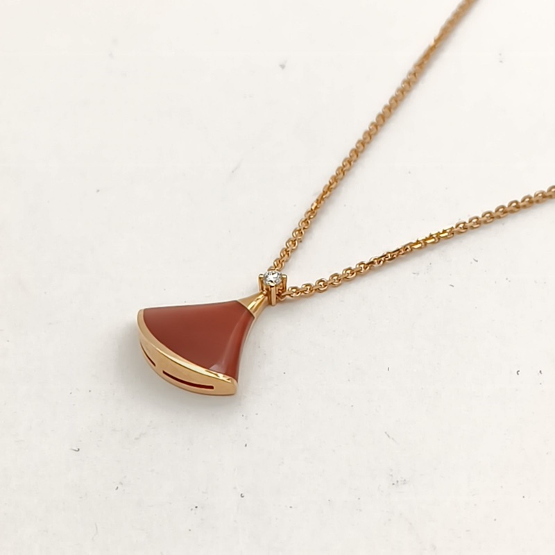 BVLGARI DIVASDREAM紅玉髓單鑽小扇子項鏈18K玫瑰金/鑽石-1