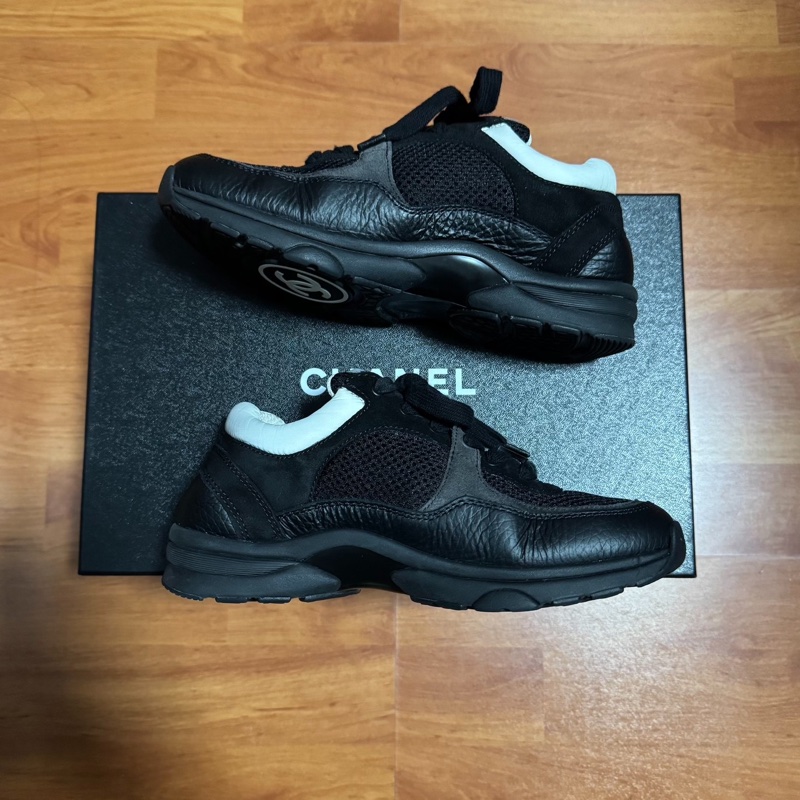 Chanel正品熊貓鞋香奈兒低幫徽標運動鞋 女款 黑白 36碼-2