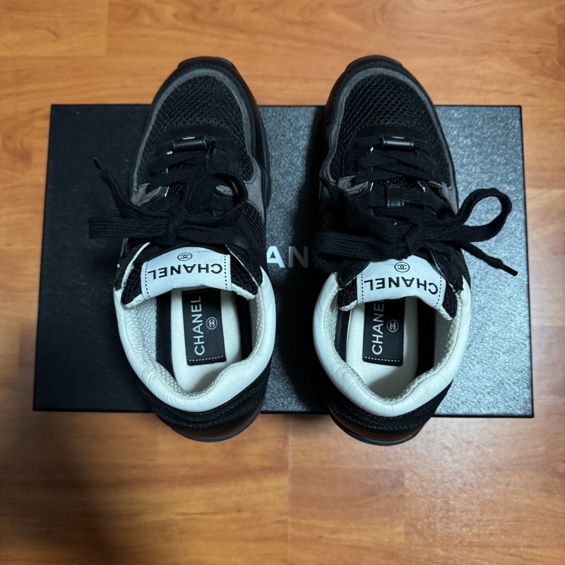 Chanel正品熊貓鞋香奈兒低幫徽標運動鞋 女款 黑白 36碼-4