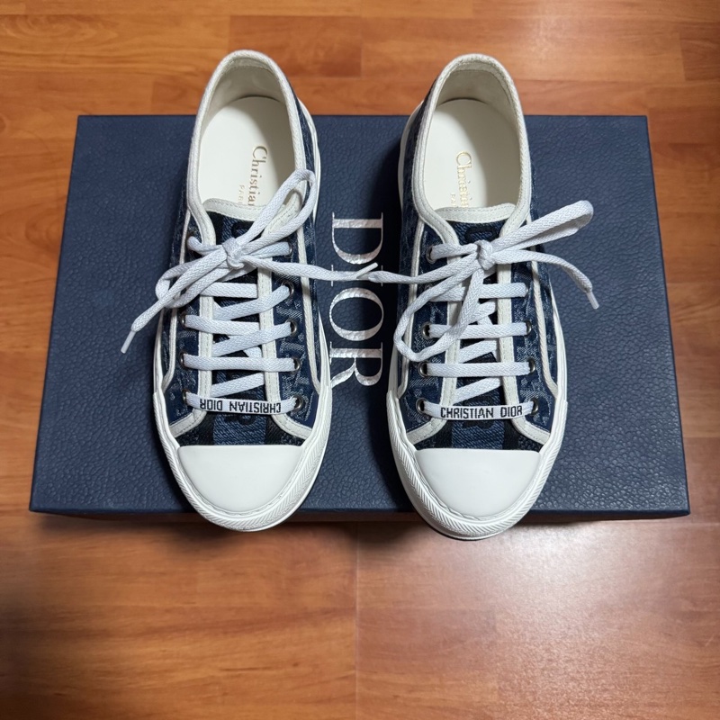 Dior迪奧Walk'n'厚底鞋 滿印刺繡低幫板鞋 藍色 36.5碼-2