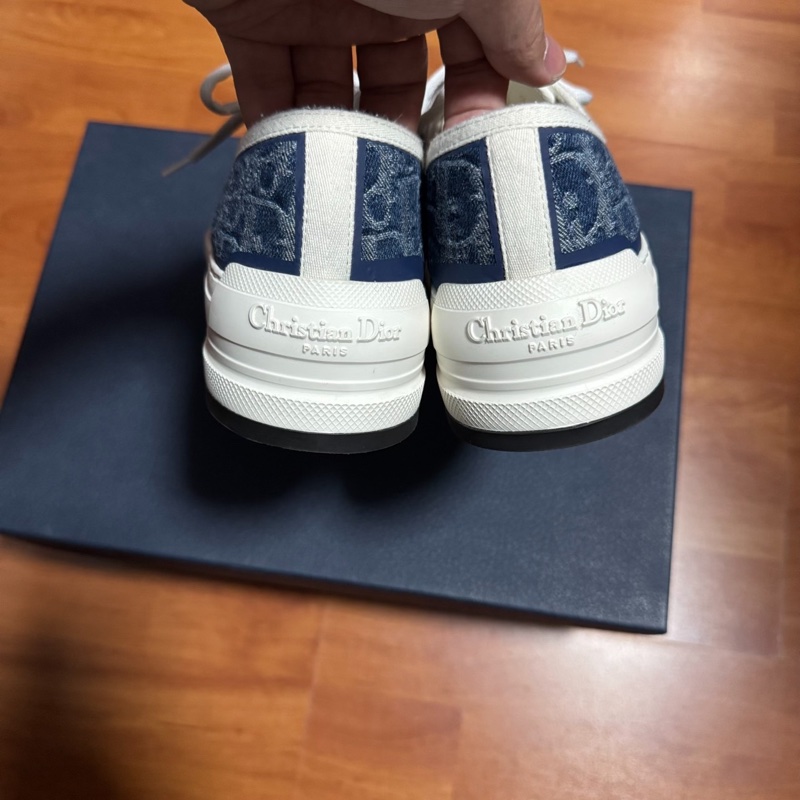 Dior迪奧Walk'n'厚底鞋 滿印刺繡低幫板鞋 藍色 36.5碼-4