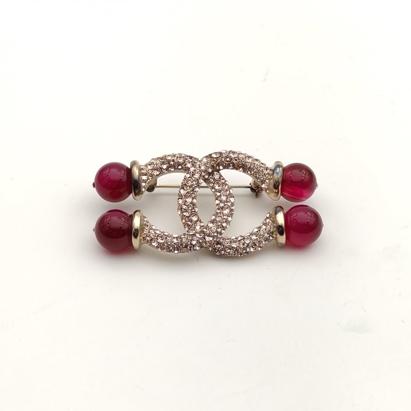 CHANEL 合金18B大雙C珍珠胸針-1