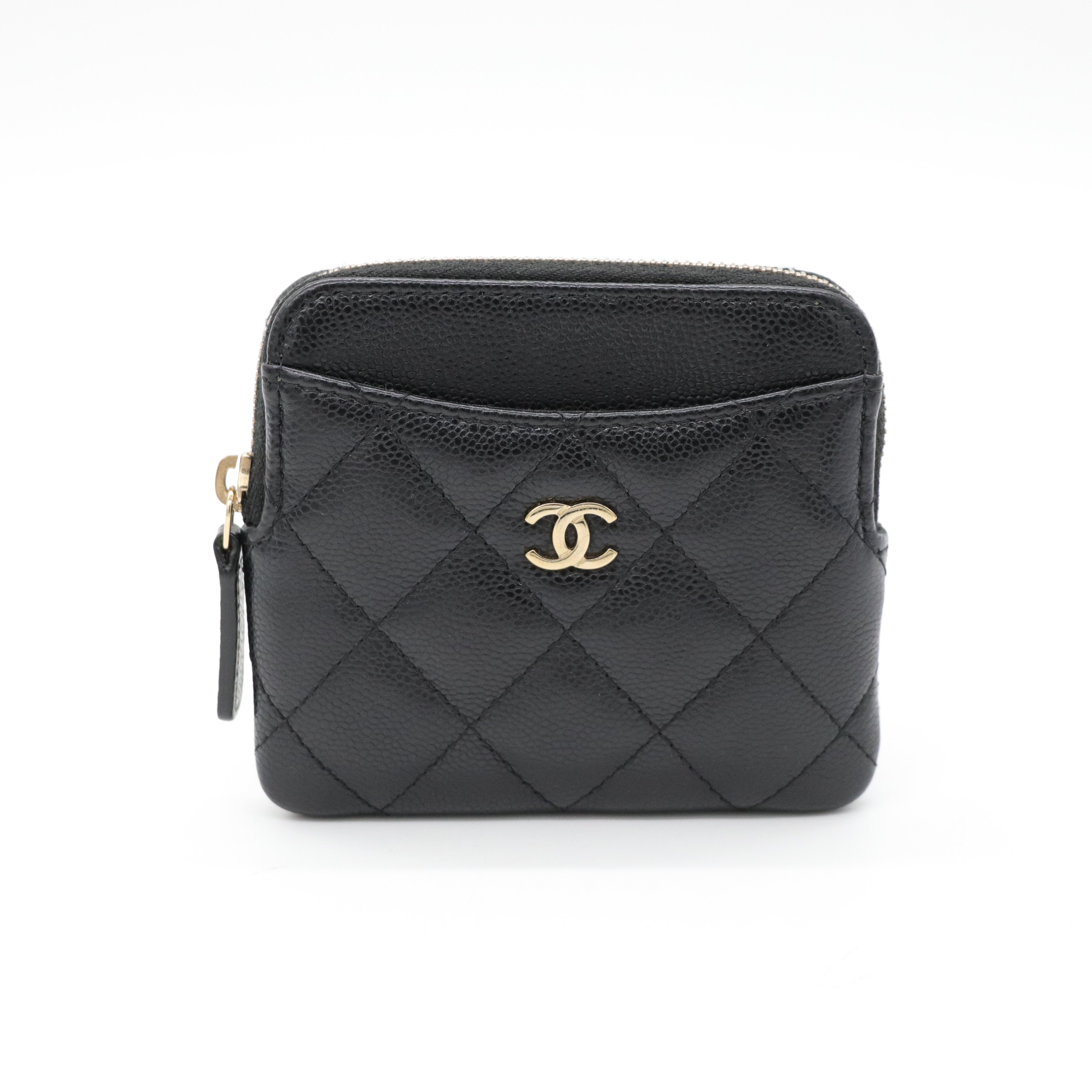 晶片款✨CHANEL 香奈兒 黑色荔枝吐司錢包 菱格紋 牛皮 卡夾 零錢包-1