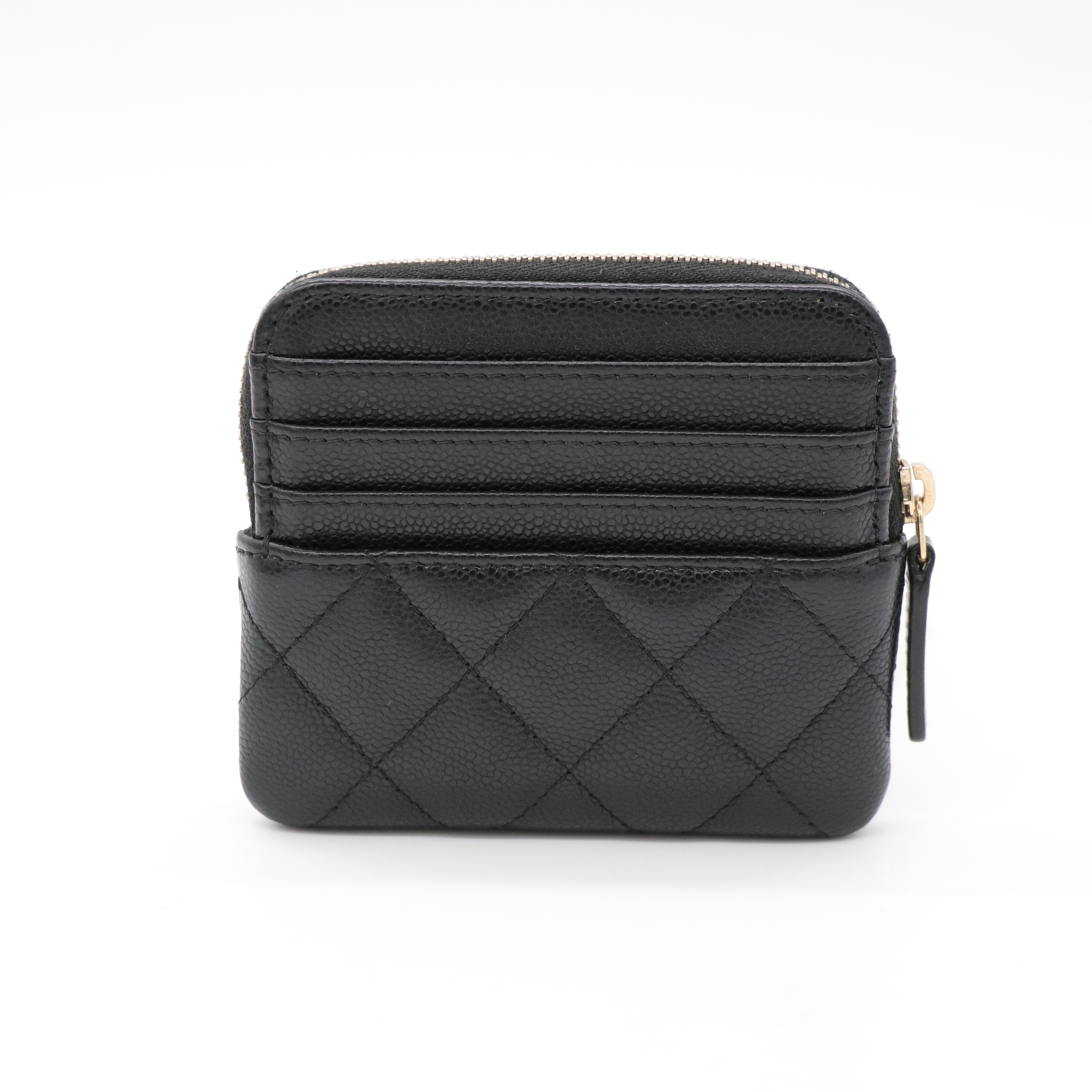 晶片款✨CHANEL 香奈兒 黑色荔枝吐司錢包 菱格紋 牛皮 卡夾 零錢包-4