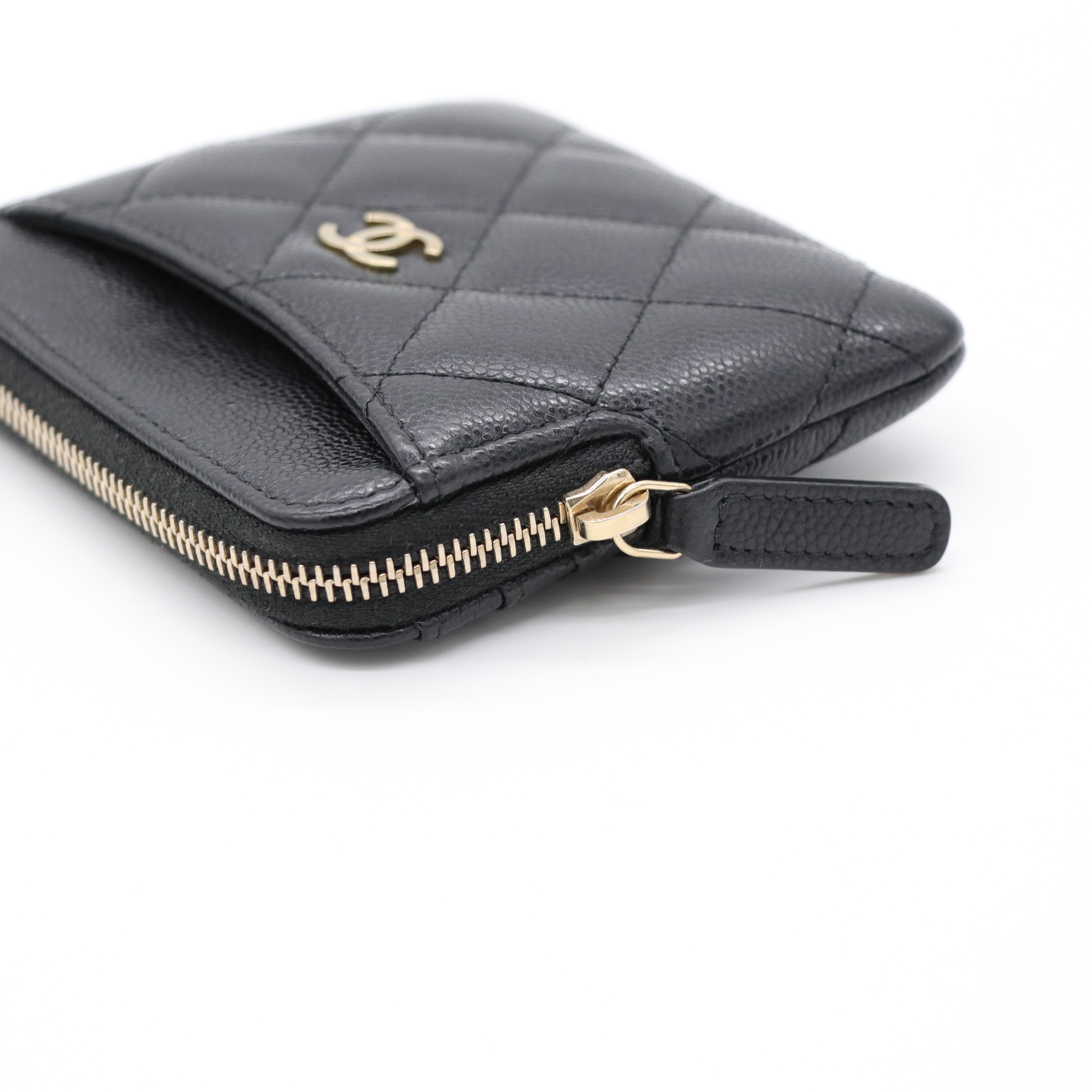 晶片款✨CHANEL 香奈兒 黑色荔枝吐司錢包 菱格紋 牛皮 卡夾 零錢包-6